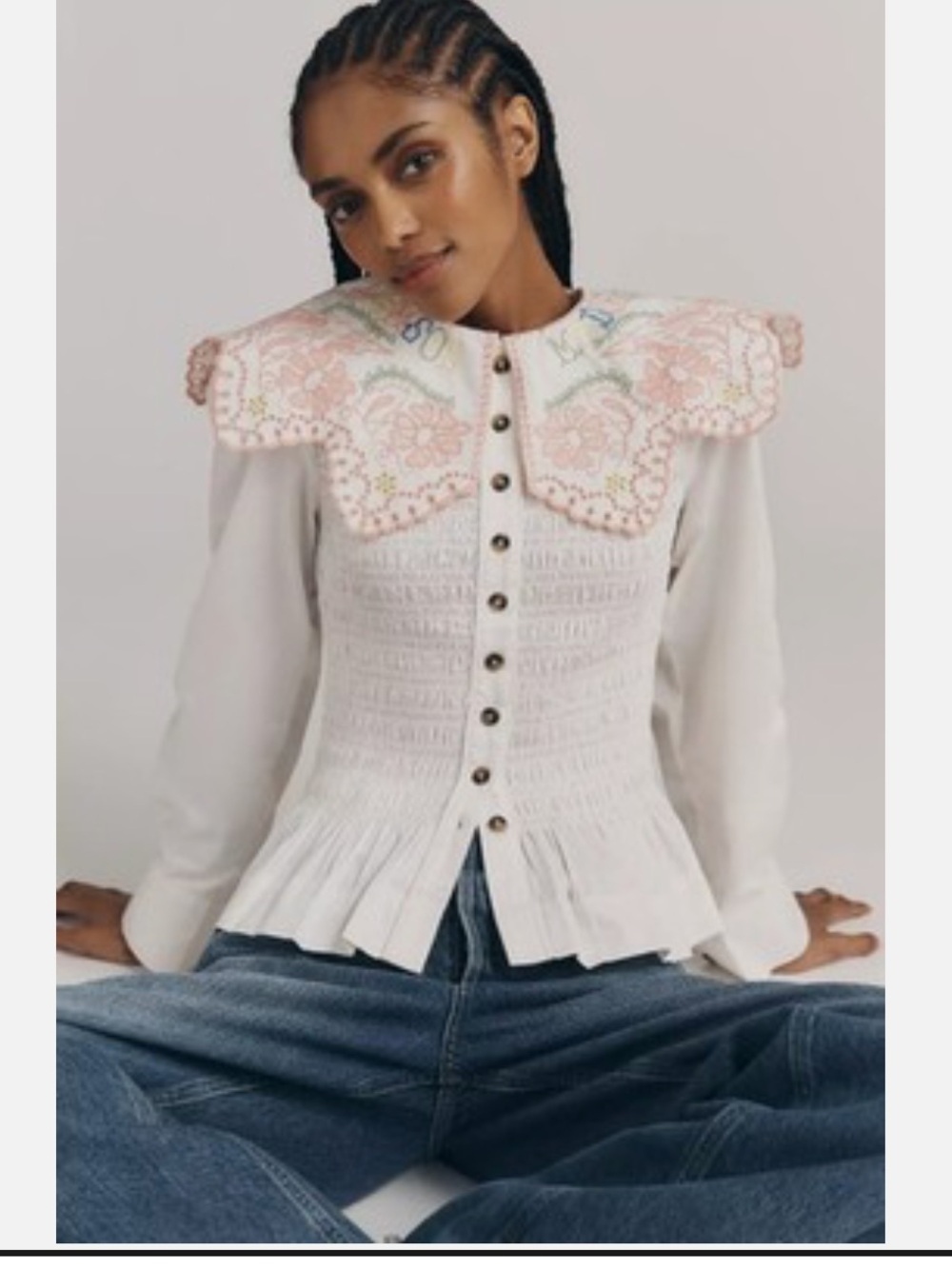 Damson Madder Fern Embroidered Top